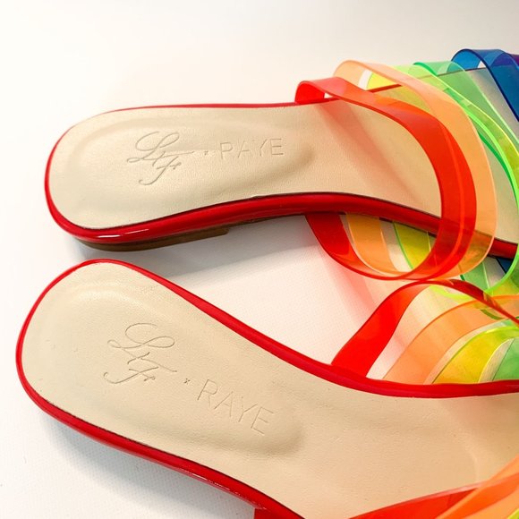 Lovers & Friends Raye Red Rainbow Slide Sandals 5.5 - Picture 5 of 8